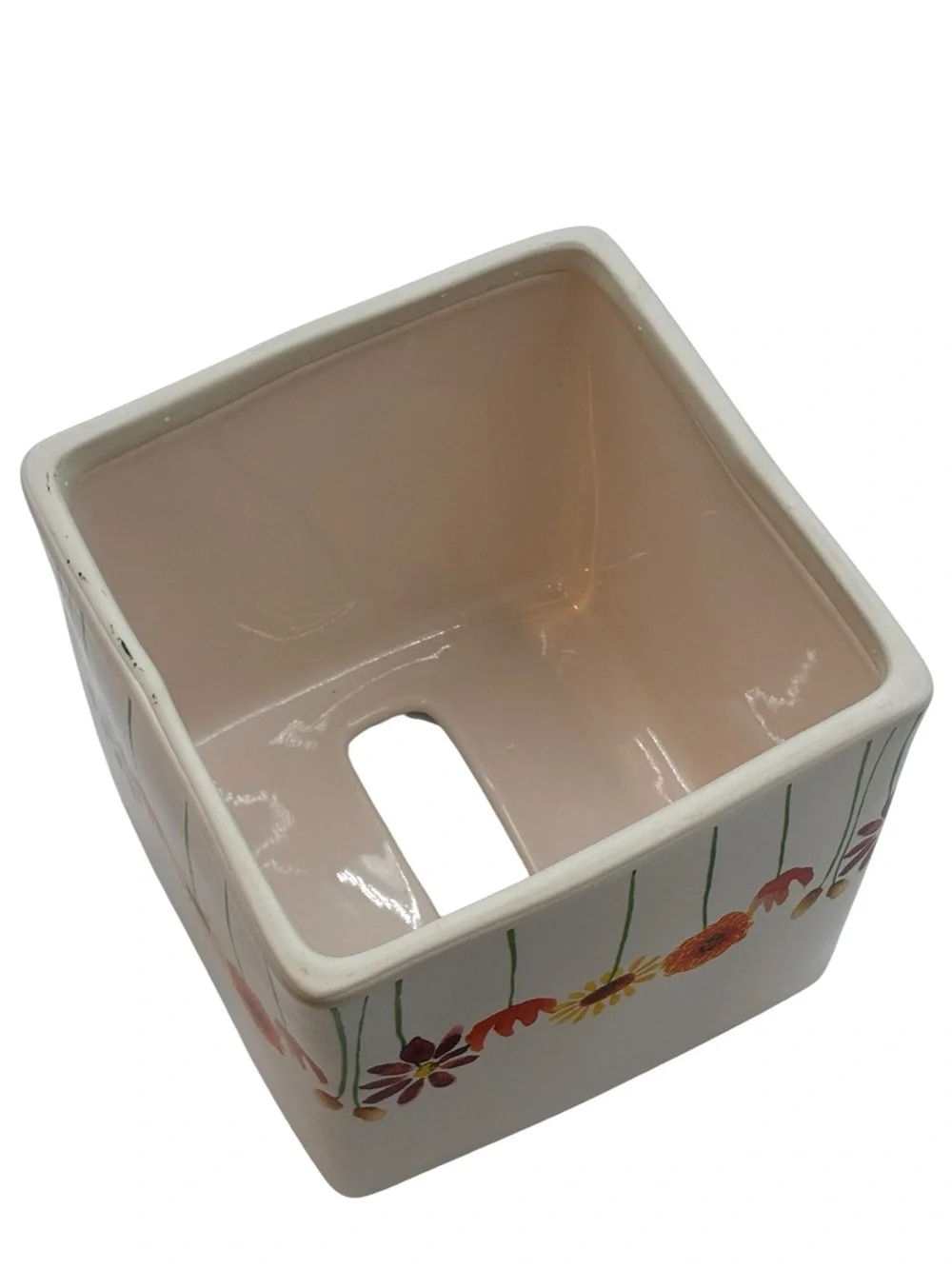 Rae Dunn TISSUES Ceramic Tissue Box Cover Holder Watercolor Flower Bloom Floral